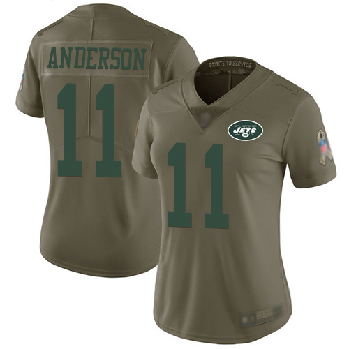 New York Jets Limited Olive Women Robby Anderson Jersey NFL Football #11 2017 Salute to Service
